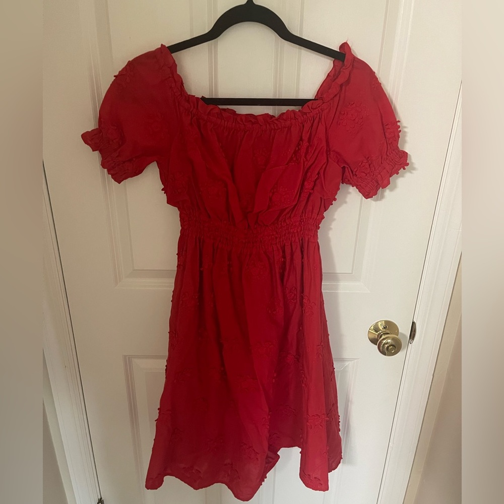 Lily brown red dress with embroidered details, from Japan